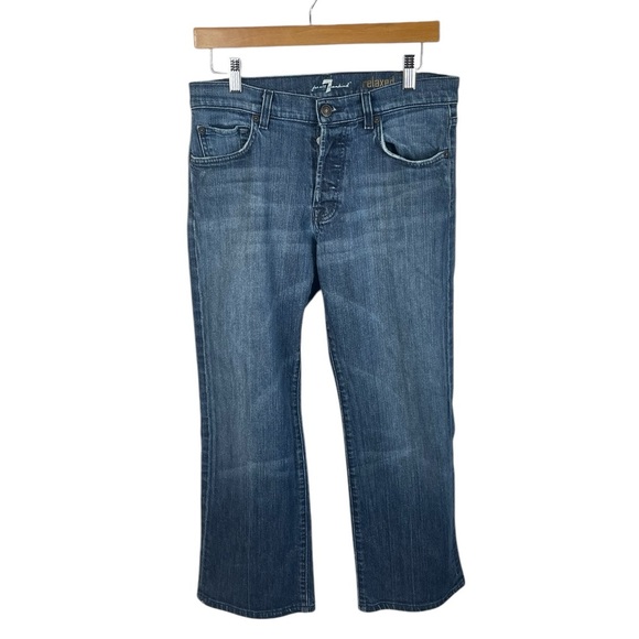 MJ158 Men’s 7 For All Mankind Medium Wash Relaxed Denim Button fly Jeans 30x28 - Picture 1 of 5